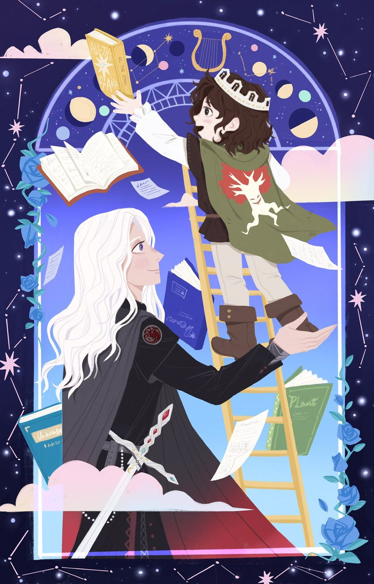 Lyra7729's tweet image. “(Jon) he was old friends with the Ice Dragon, the Shadowcat, the Moonmaid, and the Sword of the Morning.”
“(Rhaegar) but his oldest friend was Arthur Dayne."
"The Sword of the Morning!"”
Rhaegar and jon
Commission down by 失眠岛