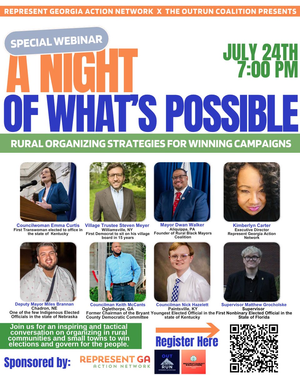 paoloredtoblue's tweet image. Hi y'all please join us next Thursday at 7pm est with @Rep_GA for our next @TheOutrunCo training as we build political power across rural Georgia!
RSVP here: track-mg.mobilize.us/CL0/https:%2F%…
