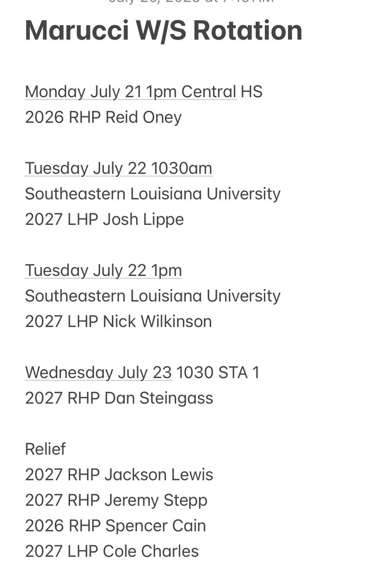 Pitching Rotation Marucci W/S 

Baton Rouge, Louisiana 

<a href="/T3_Warhawks/">T3 Warhawks</a> Mez

Hosted by <a href="/MarucciSports/">Marucci</a> <a href="/2DsportsLA/">2D Sports Louisiana</a>  

<a href="/ReidOney/">Reid</a> 
<a href="/josh_lippe/">Josh Lippe</a> 
<a href="/nick_wilk14/">Nick Wilkinson</a> 
<a href="/SpencerCain_13/">Spencer Cain</a> 
<a href="/jacksonlewis_08/">Jackson Lewis</a> 
<a href="/ColeCharles9227/">Cole Charles</a> 
<a href="/JeremyStepp9/">Jeremy Stepp</a>