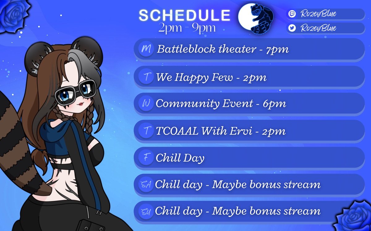 RozeyBlue's tweet image. Here is this week&apos;s schedule ^^