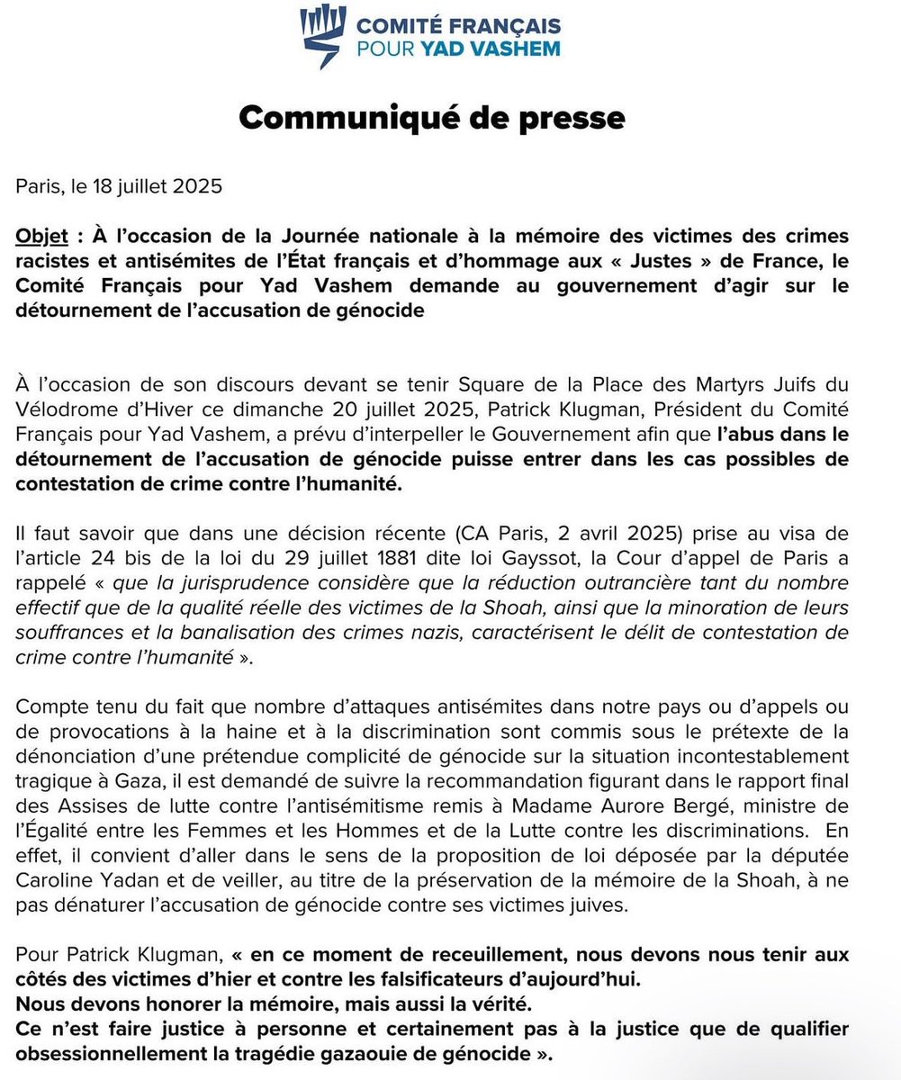 Patrick Klugman (@pklugman) on Twitter photo « Nous devons nous tenir aux côtés des victimes d’hier et contre les falsificateurs d’aujourd’hui ». À l’occasion de la commémoration de la rafle du Vel d’Hiv j’ai décidé d’interpeller <a href="/gouvernementFR/">Gouvernement</a> sur la PPL de <a href="/CarolineYADAN/">Caroline Yadan</a> afin que l’abus de l’accusation de génocide « Nous devons nous tenir aux côtés des victimes d’hier et contre les falsificateurs d’aujourd’hui ». À l’occasion de la commémoration de la rafle du Vel d’Hiv j’ai décidé d’interpeller <a href="/gouvernementFR/">Gouvernement</a> sur la PPL de <a href="/CarolineYADAN/">Caroline Yadan</a> afin que l’abus de l’accusation de génocide