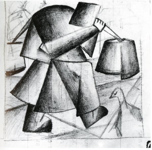 artistmalevich's tweet image. Sketch to the Portrait of a Builder #artbots #malevich