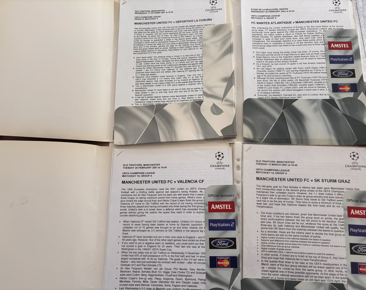 4 x Manchester United UEFA Champions League Match Press Packs
£5 for all 4 Packs
Excluding postage