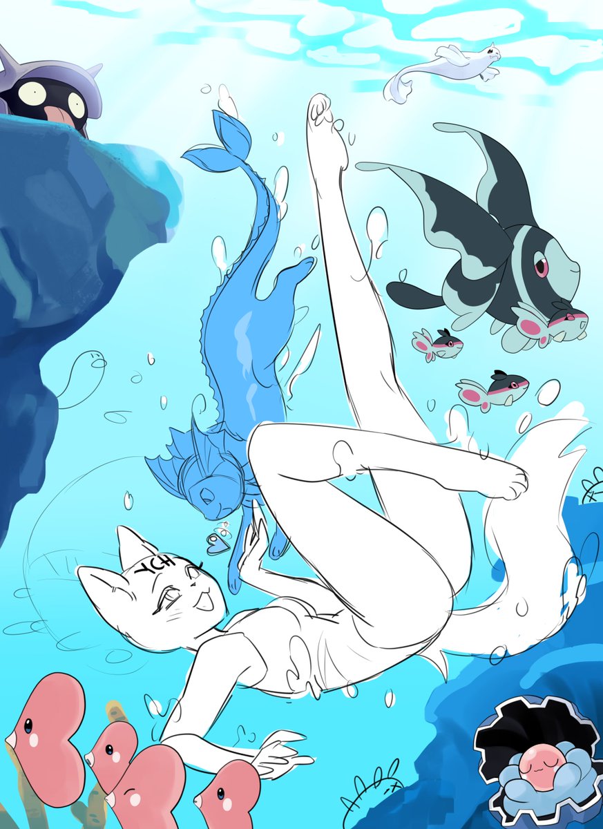 🫧[Diving with Vaporeon - YCH SALE]🫧
Last Pokemon ych for now!
______________
AB:$190
Any type of body.
Paypl only.
Can add any pokémon you'd like!
Will add lots more either way hehe ✨

Just reply or DM to claim! Thank you so much.