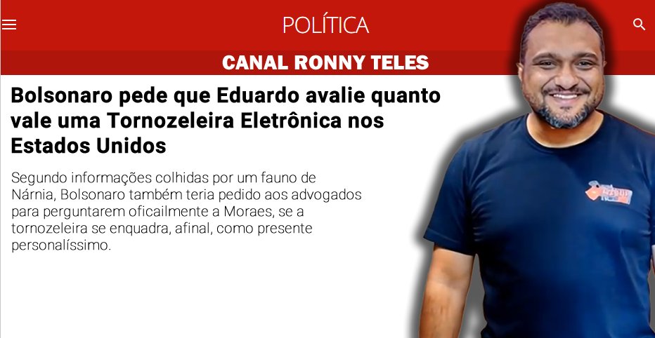 RonnyCombate's tweet image. É Bomba!
Bolsonaro pede que Eduardo avalie quanto vale uma Tornozeleira Eletrônica nos Estados Unidos.
Segundo informações colhidas por um fauno de Nárnia, Bolsonaro também teria pedido aos advogados
para perguntarem oficialmente a Moraes, se a tornozeleira se enquadra, afinal,…