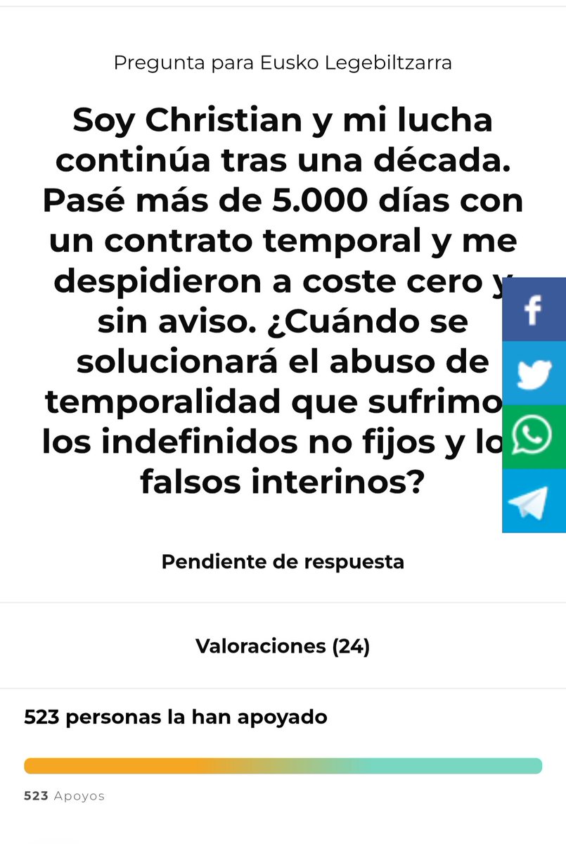 #FijezaYa - 🆘 <a href="/EU_Commission/">European Commission</a> 
- 🆘 <a href="/EUombudsman/">European Ombudsman</a> 💊 #Ansiedad 
- 🆘 <a href="/EUCourtPress/">EU Court of Justice</a> 💊 #Depresión
#EnfermedadProfesional en #Abuso de #Temporalidad. ❌ #SaludMental. 
✏️ - Pendiente de Respuesta 
✏️- 🆘🩸🔥- <a href="/Gob_eus/">Eusko Jaurlaritza - Gobierno Vasco</a> ¿Qué más tengo que hacer? - 🔥🩸🆘 
🚥 Directiva Europea