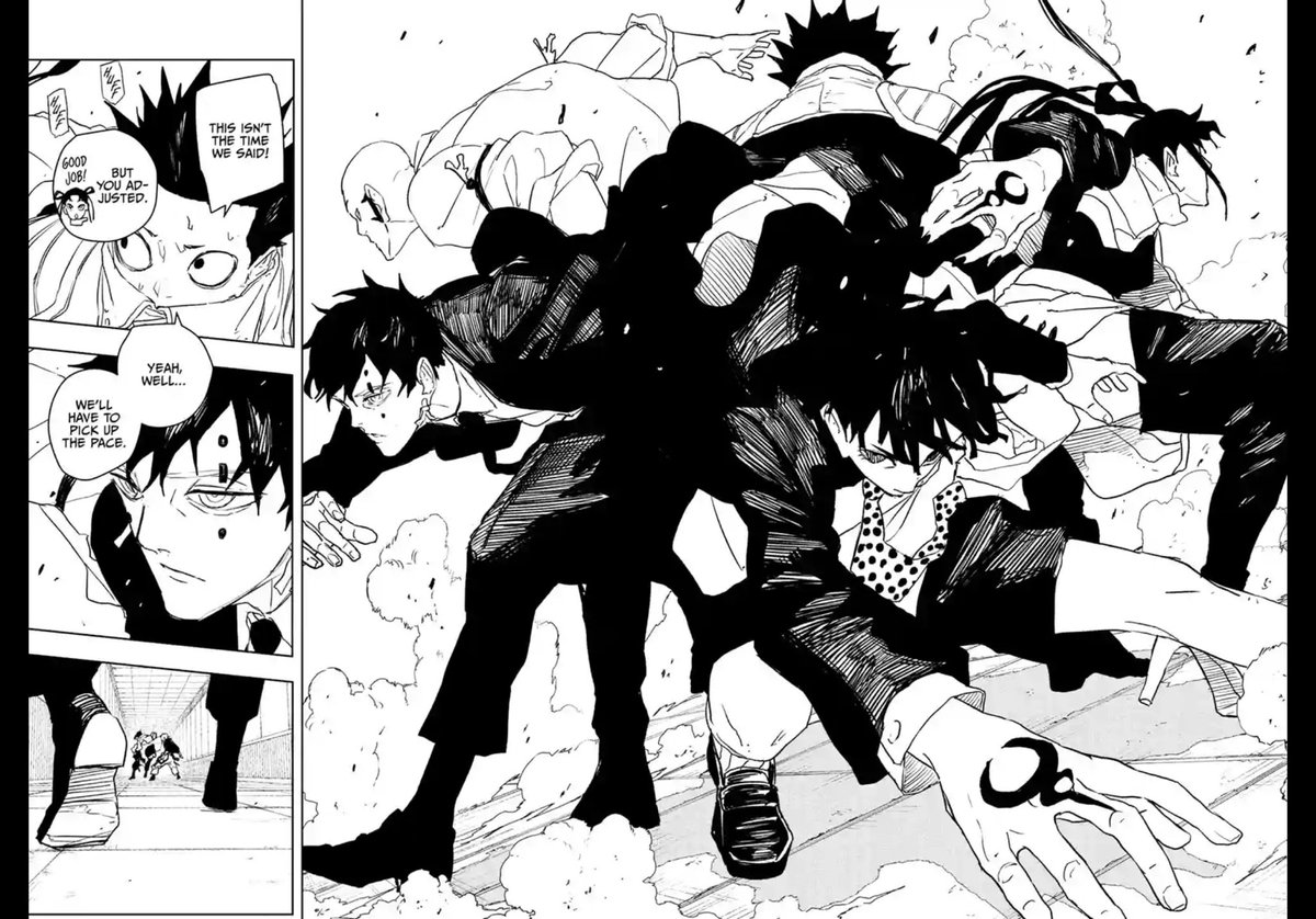 Kyubayas's tweet image. Up against Yura, “the strongest Hishaku”, and 3 more Hishaku, with only Hakuri to help him (and maybe Azami on the way by now)
Uruha your sorcery BETTER be strong enough to hold out until Chihiro and Samura arrive, I just got you back, I can’t lose you again