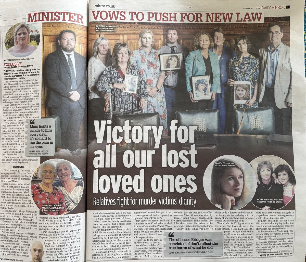 switherdenMP's tweet image. I met with the Minister for Victims to give the campaign to create a separate offence for desecrating a body my backing, reading a statement from my constituent Coral Jones, whose daughter April was murdered in 2012.
Grieving families deserve closure and the law needs updating.