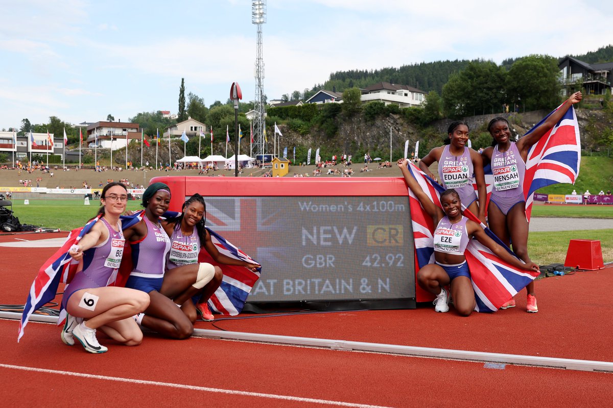 UNSTOPPABLE 🥇

The women's 4x100m relay team lower their Championship Record to take gold in a time of 42.92.

The first team under 43 seconds EVER at the Championships.

#Bergen2025