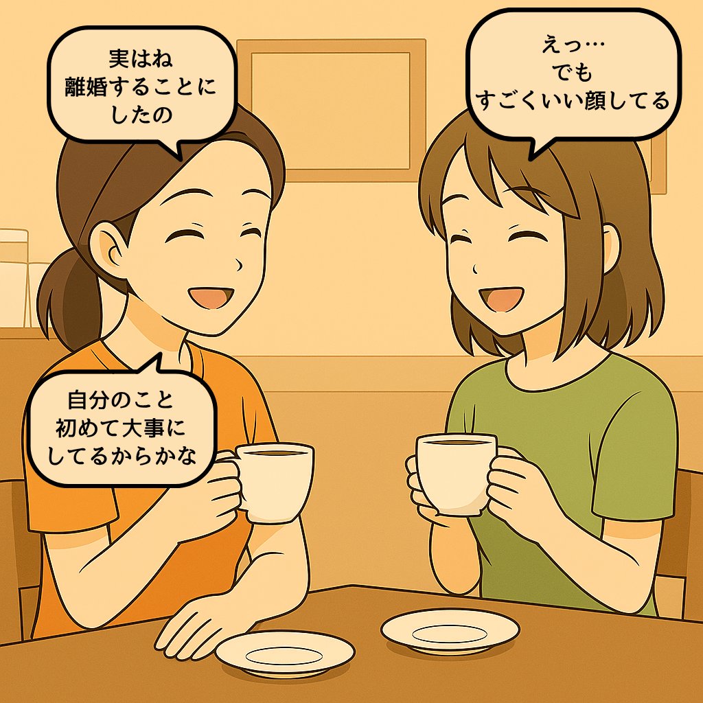 【100日後に夫婦を離婚させたい娘の物語：76日目】 
母が旧友とカフェにいる。自由が、肌に馴染んできた。