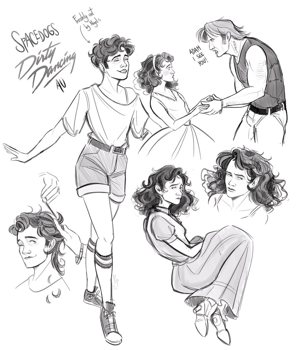 Astro_Fil's tweet image. #spacedogs dirty dancing AU- but Adam (Addy) is trans and Nigel helps him find himself :>
