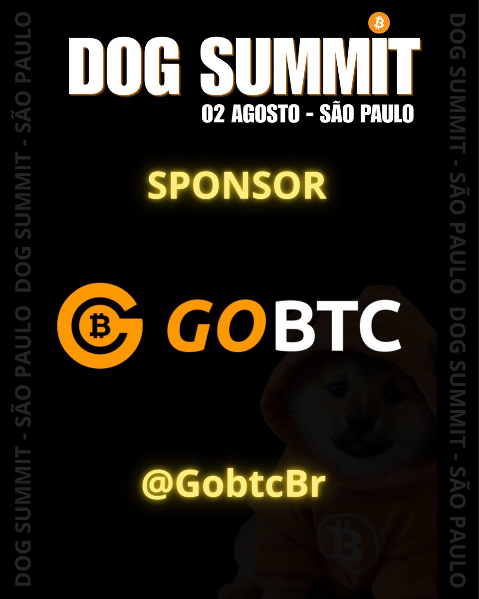 🚨 NOVO SPONSOR CONFIRMADO! ⚡️

A @GoBTCBr agora é patrocinadora oficial do Dog Summit!

A GoBTC está na linha de frente da adoção da Lightning Network no Brasil, tornando o uso do Bitcoin mais rápido, acessível e prático no dia a dia.

É sobre liberdade financeira, pagamentos