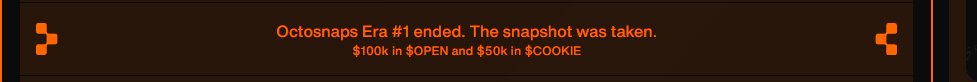 The first snapshot for <a href="/OpenledgerHQ/">Openledger</a> has been taken!

This is for the Snap campaign at <a href="/cookiedotfun/">Cookie DAO 🍪</a>.

The Octosnaps Era #2 ends in 30 days.

 $100K in $OPEN tokens will be distributed in this era.

If you’re posting about OpenLedger, just know you're helping signal one of the
