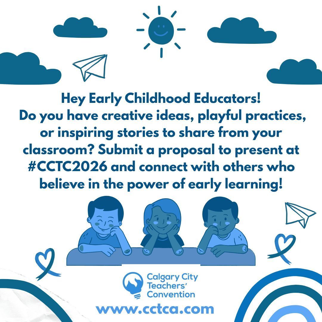 CCTCA (@cctca) on Twitter photo Early Childhood Teachers, we need you! Apply to host a session for Calgary Teachers' Convention! #CCTC2026 #EarlyChildhoodEducators #Kindergarten Early Childhood Teachers, we need you! Apply to host a session for Calgary Teachers' Convention! #CCTC2026 #EarlyChildhoodEducators #Kindergarten