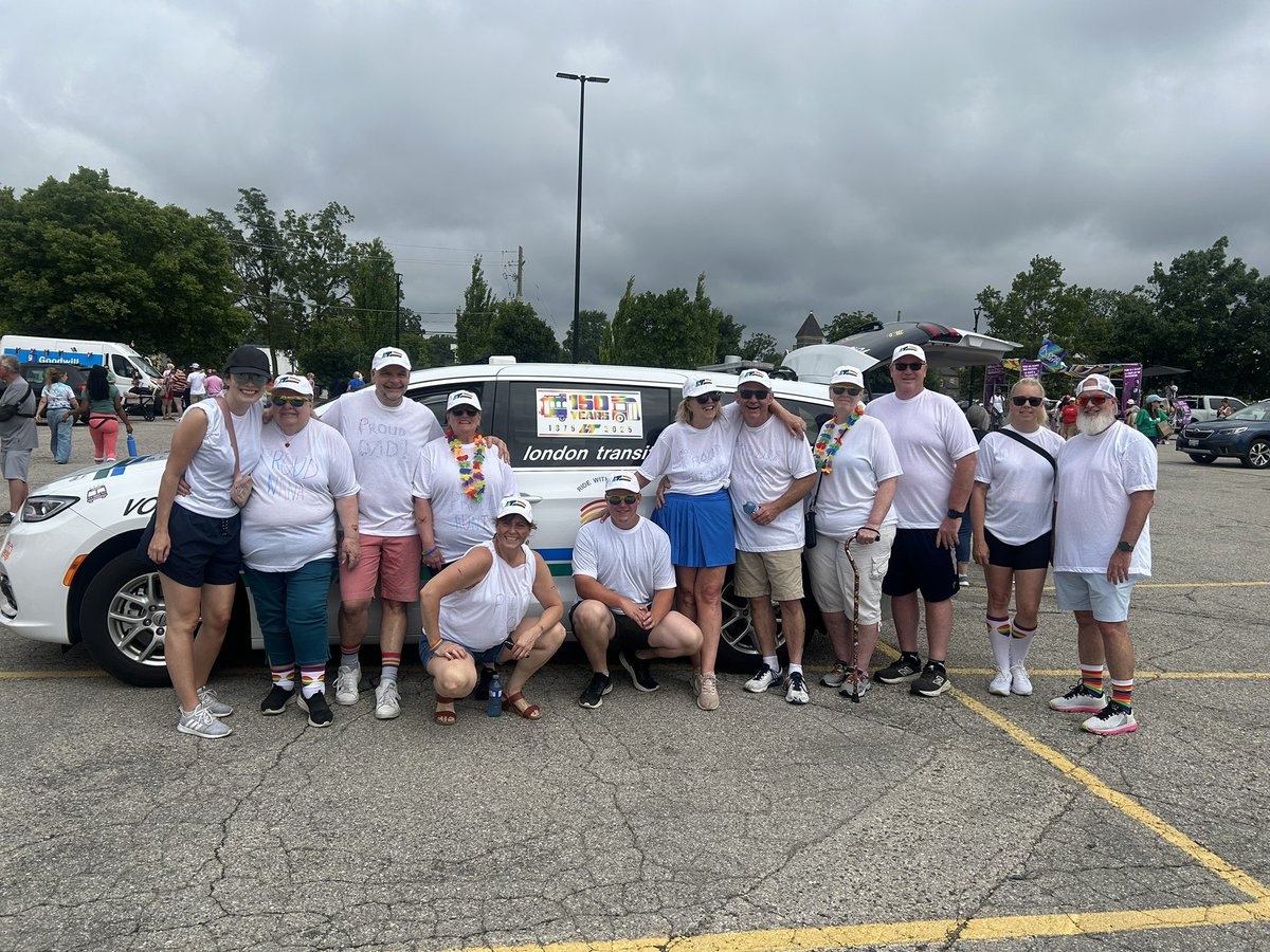 Our team is excited to be part of the Pride Parade today! Be sure to stay up-to-date with detour and arrival times by checking realtime.londontransit.ca. #LdnOnt