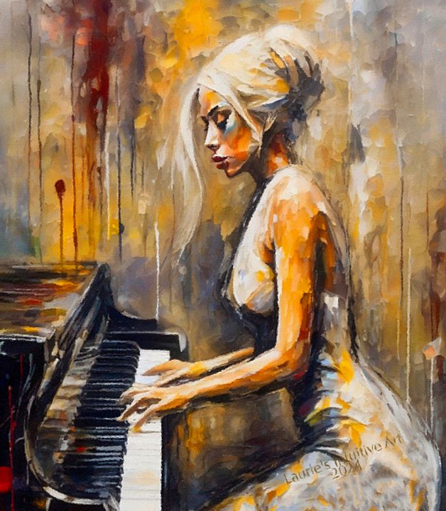 Art of the Day: "Lady Plays the Piano". Buy at: ArtPal.com/LauriesArt111?…