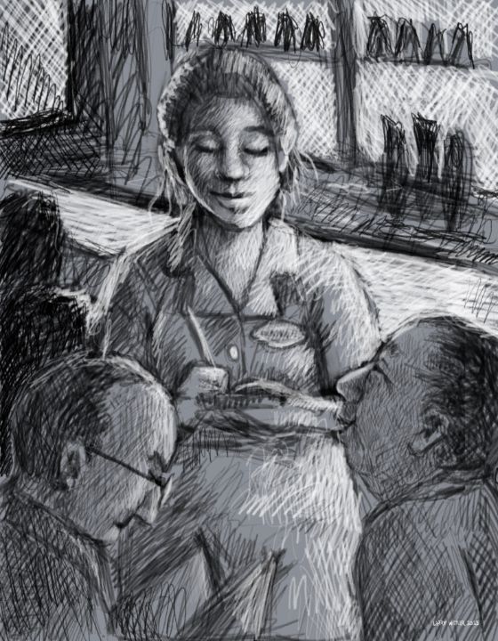 Art of the Day: "Diner Dialogue". Buy at: ArtPal.com/LarryWhitler?i…