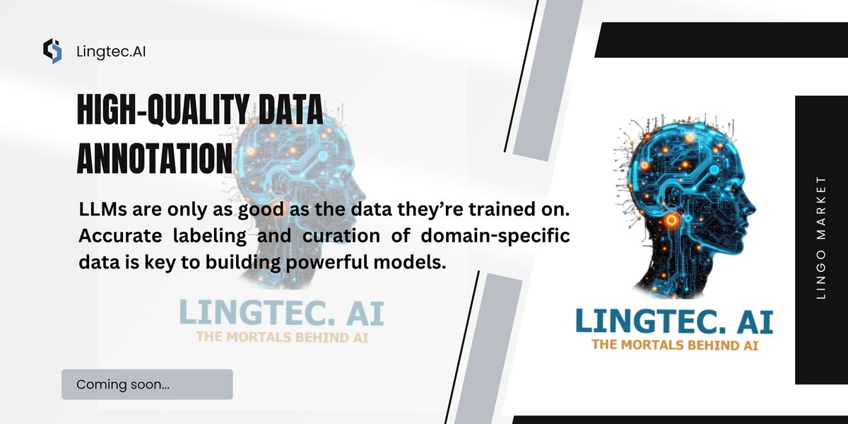 LingtecAI's tweet photo. AI is reshaping the way we work—are you ready for it?
Don’t fear AI—learn it.
Start by mastering these 3 essential skills, including domain-specific LLM training.
The future belongs to those who adapt.

Join our lingo market waitlist here
https://t.co/XkktyCBbYY

#Lingtec #AI https://t.co/JwJQaJosFJ