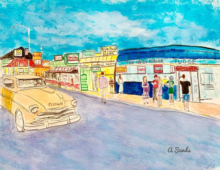 AnneSands5's tweet image. Art of the Day: "Food Shops on Hampton Beach". Buy at: ArtPal.com/Sandsannem?i=2…