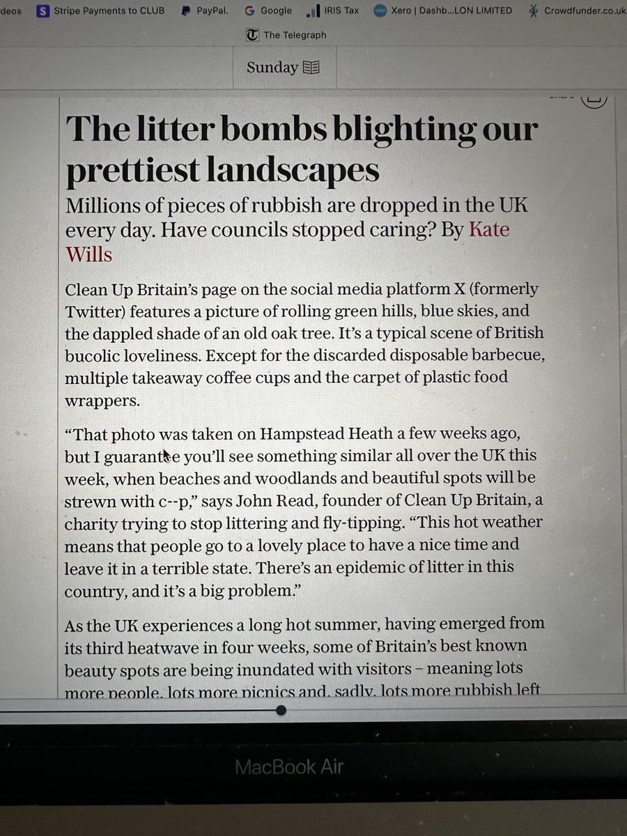 cleanupbritain's tweet image. Big article on litter in The Telegraph.