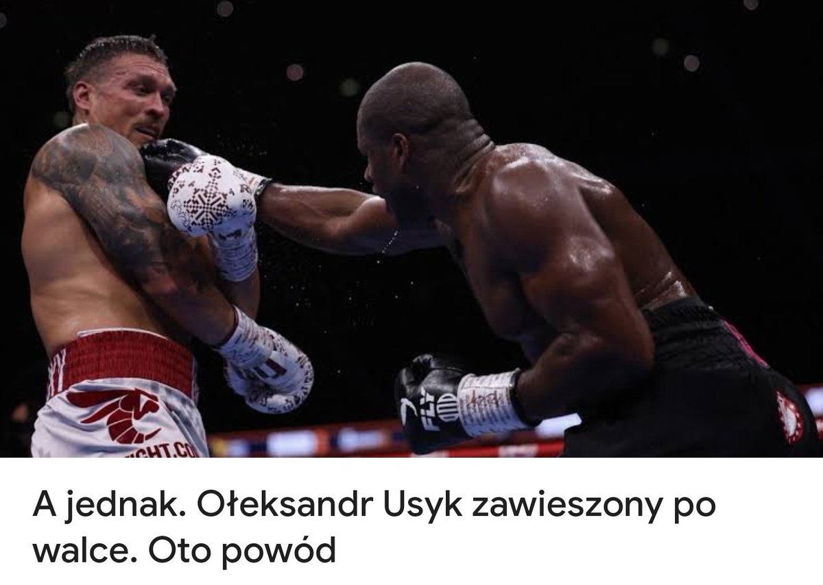PProkulski's tweet image. Tytuły w mediach sportowych stają się niestety coraz bardziej debilne.
"A jednak. Usyk zawieszony" sugerować może wiele rzeczy.
Wygrał, ale jednak zawieszony! Doping?
Albo - mówiło się o tym od jakiegoś czasu, że grozi mu zawieszenie, była szansa, że się wymiga... a jednak…