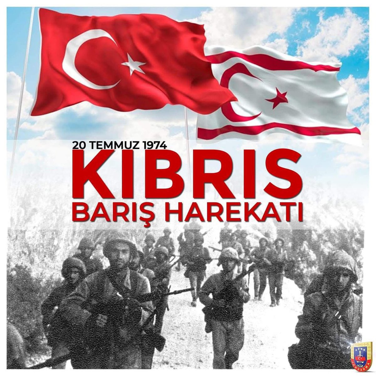 🇹🇷 20 Temmuz 1974 - Kıbrıs Barış Harekâtı
Şanlı tarihimizin altın sayfalarından biri…

Bu kutsal harekâtta canlarını feda eden aziz şehitlerimizi rahmetle, kahraman gazilerimizi minnet ve saygıyla anıyoruz.

🇹🇷 Ruhları şad, emanetleri başımızın tacıdır.
#KıbrısBarısHarekatı