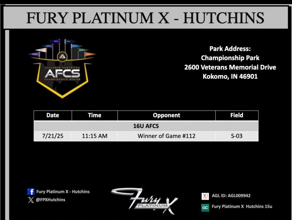 Kloe Quigle (@kloe77softball) on Twitter photo Heading out to Indiana for the last tournament of the season!! Hereโs our schedule for the AFCS!! <a href="/FPXHutchins/">Fury Platinum X - Hutchins 16u</a> Heading out to Indiana for the last tournament of the season!! Hereโs our schedule for the AFCS!! <a href="/FPXHutchins/">Fury Platinum X - Hutchins 16u</a>