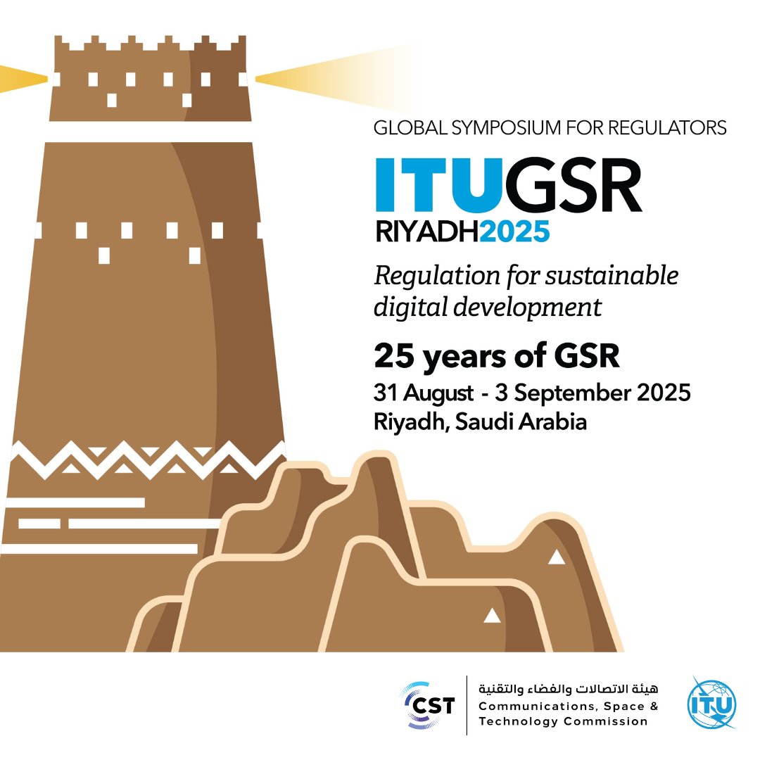 ITUDevelopment's tweet image. 📢The #ITUGSR-25 programme is live!
As the digital landscape evolves, so do the challenges regulators must tackle. GSR in Riyadh🇸🇦 will bring fresh perspectives through interactive exchanges on the future of digital policy.
Schedule & high-level line-up👉itu.int/gsr25