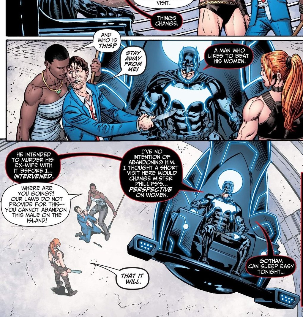 ComicGirlAshley's tweet image. Batman just ditching a guy who abused and tried to murder his ex-wife on Themyscira is tragically hilarious