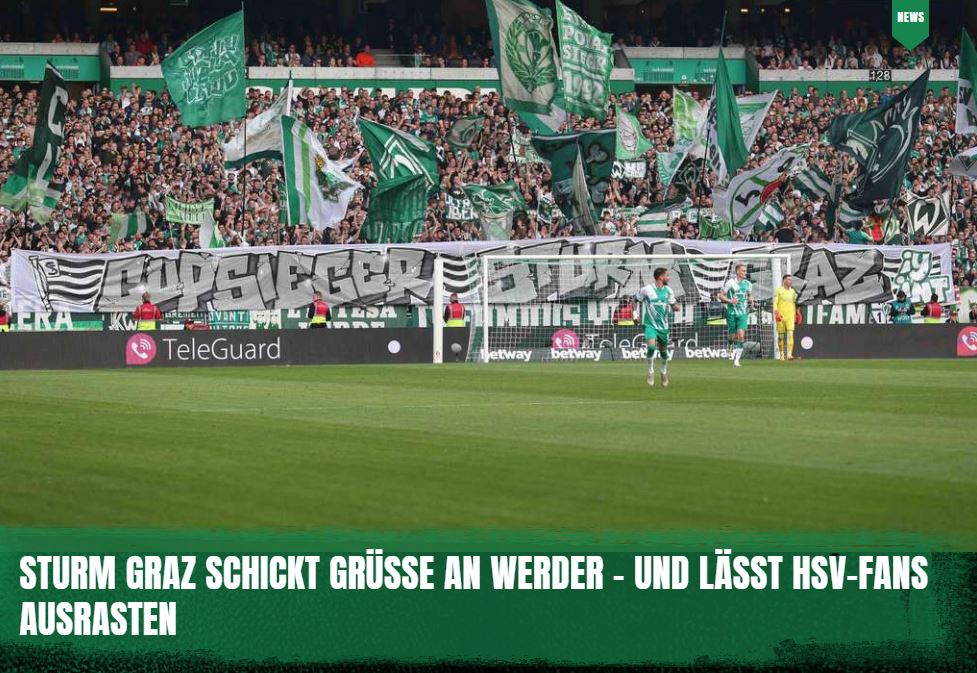 DeichStube's tweet photo. Sturm Graz (@SKSturm 👋) schickt nach einem Testspiel gegen den Hamburger SV Grüße an #Werder Bremen - und treibt #HSV-Fans damit zur Weißglut 👉 https://t.co/S8HgaPRQZk
#sturmgraz #STUHSV https://t.co/DYlTIJGckm