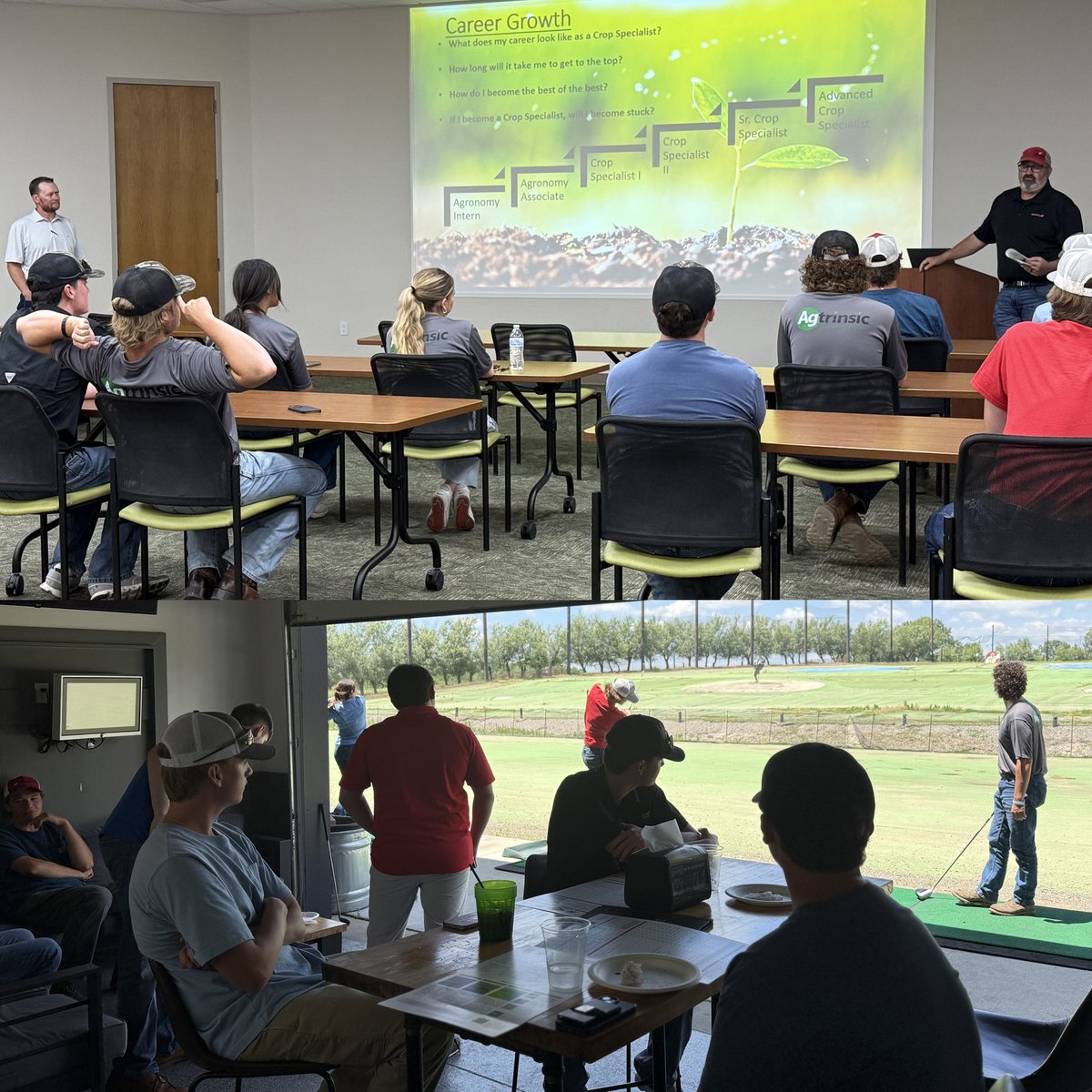 Our awesome interns gathered to hear about career opportunities at Evergreen FS! John Tuttle (CEO), Megan Volk (VP Energy), Matthew Free (VP Agronomy), Justin Otto (VP Agronomy Operations), &amp; Todd Wilderman (VP Finance) discussed all the company opportunities.