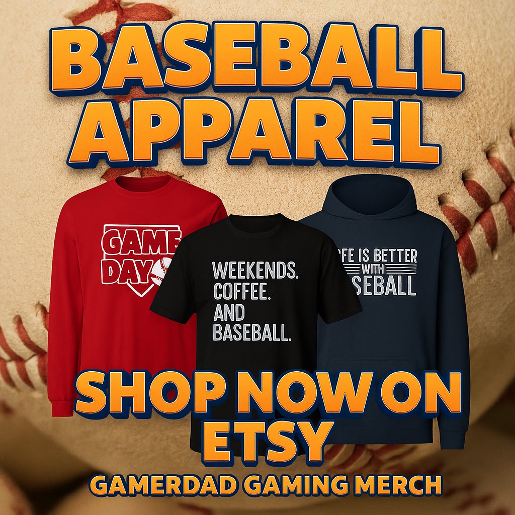 CdngamerDad2020's tweet image. Gear up for baseball season! ⚾ Game day, coffee runs, or cheering in the stands – our hoodies, tees &amp;amp; sweaters keep fans ready for every inning.
👉 Shop now on Etsy: gamerdadgamingmerch.etsy.com/?section_id=49… 
#BaseballLife #BaseballApparel #GameDayReady #EtsyFinds