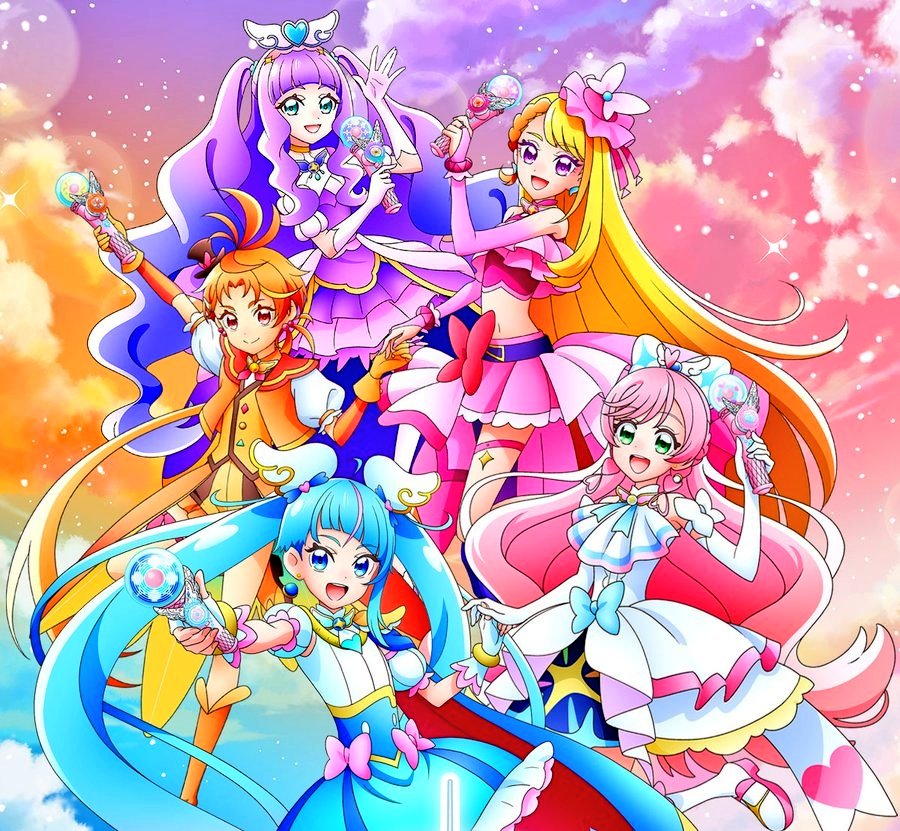 AIrzahn's tweet image. Precure All Stars ✨
The idol season "Kimi to Idol" is still ongoing, so the senior teams from the last 4 seasons also swung the mics to cheer on the idols ... Have faith in everything "KIRAKILALA" ~ !