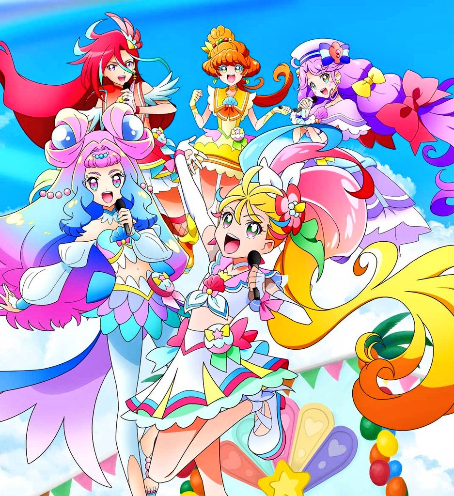AIrzahn's tweet image. Precure All Stars ✨
The idol season "Kimi to Idol" is still ongoing, so the senior teams from the last 4 seasons also swung the mics to cheer on the idols ... Have faith in everything "KIRAKILALA" ~ !
