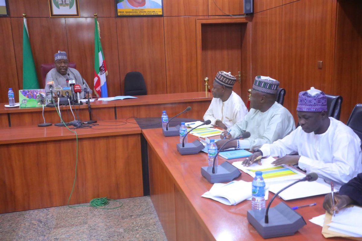 dauda_iliya's tweet photo. Zulum tasks Borno LG chairmen on 70,000 minimum wage implementation

...Over bloated staff roll stalling minimum wage implementation – official

...NLC commends full implementation of minimum wage in primary schools

@BornoGovt State Governor, Babagana Umara @ProfZulum, has charged all the 27 Local Government Area (LGA) chairmen to ensure the swift and effective implementation of the new 70,000 Naira minimum wage.

During a high-level meeting held at the Government House, Saturday night, which was attended by the state leadership of the Nigeria Labour @nlcnig (NLC), Trade Union @OfficialTUCN (TUC) and Nigeria Union of Local Government Employees (@NULGE1), Zulum directed the LGA chairpersons to come up with a workable solution for the minimum wage implementation.

“All local government chairpersons should go back to their localities, engage with relevant stakeholders and come up with a workable solution to the salary problem at the local government levels,” Zulum said.

He added, “I want to stress that the payment of 72,000 minimum wage has been fully implemented for state civil servants and all primary school teachers in Borno.”

Zulum also warned against retrenchment of staff at the local government level, stating that “We are not in support of staff retrenchment at the local government level as I direct you to institute a mechanism that will lead to the implementation of the minimum wage.”

He added, “I want to appeal to workers at the local government level to be patient. We are working closely with the 27 local governments to ensure the implementation of the minimum wage.”

...Over bloated staff roll stalling minimum wage payment - LG official

Meanwhile, the Permanent Secretary at the Ministry for Local Government and Emirate Affairs, Modu Alhaji Mustapha stressed that implementing the 70,000 minimum wage for local government staff has been stalled due to the over bloated number of employees.

According to the Permanent Secretary, Borno’s local government councils are grappling with an unusually high number of staff which is complicating the payroll and minimum wage administration. 

He revealed that the state’s 27 LGAs collectively employ approximately 90,000 staff, a figure that is strikingly high compared to larger states like Kano, whose population is three times more than Borno’s but maintains a comparatively leaner staff structure of about 30,000 employees across its 44 LGAs.

“While the intention behind the minimum wage increase is laudable, the reality on ground in Borno is far more complex,” the LG official explained. “Our local governments are already over stretched and the current staff level has become an obstacle towards implementing the 70,000 minimum wage.”

“To put this into perspective, let us take Maiduguri Metropolitan Council for example, it's monthly allocation from the federal government sometimes stood below N700m.”

“While this may seem substantial at a glance, the local government needs N778m to pay minimum wage.
This constitutes the entire monthly income of the LGA. When you consider that the MMC also has to fund other critical services such as public health, water supply, security, and other sectors, the financial strain becomes glaringly apparent.

...NLC commends full implementation of the new wage in primary schools

The Nigeria Labour Congress has commended Borno State Governor, Babagana Umara Zulum, for his role in implementing the N72,000 minimum wage for primary school teachers in the state.

Chairman of the NLC, Borno State Chapter, Comrade Yusuf Inuwa, made the commendation during the high-level meeting held at the Government House on Saturday.

“Your Excellency, whenever we attend the national executive meetings, the national body is very much happy because primary school teachers are being paid 72,000 as minimum wage,” Comrade Inuwa said.