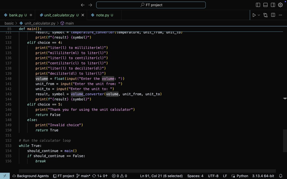 ishit_chaudhari's tweet image. Just coded a small unit converter tool in Python! 🧪📏
It handles:
✅ Weight
✅ Length
✅ Temperature
✅ Volume
Fun way to practice real-world coding logic! 💻
Next step: Building a GUI version with Tkinter 😎
#Python #BeginnerDev #StudentCoder