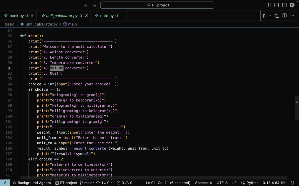 ishit_chaudhari's tweet image. Just coded a small unit converter tool in Python! 🧪📏
It handles:
✅ Weight
✅ Length
✅ Temperature
✅ Volume
Fun way to practice real-world coding logic! 💻
Next step: Building a GUI version with Tkinter 😎
#Python #BeginnerDev #StudentCoder