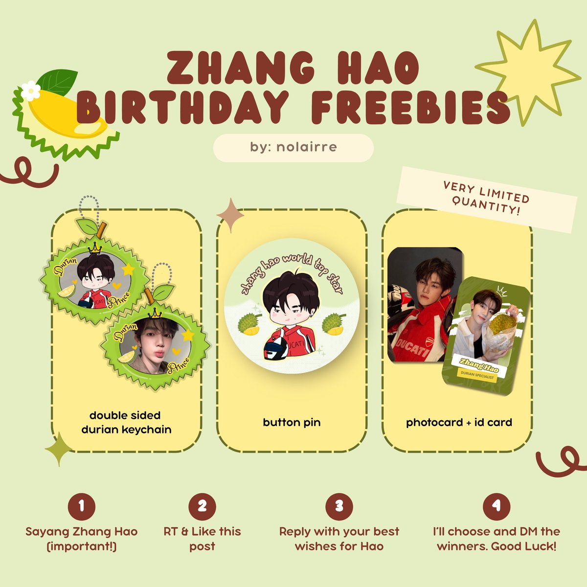 Zhang Hao birthday freebies⭐️
by. <a href="/nolairre/">Laa💫</a> 

🗓️End: July 24, 2025
(Winner announcement on July 25)
🍊set Rp 7.250 (no refund)

How to claim👇🏼