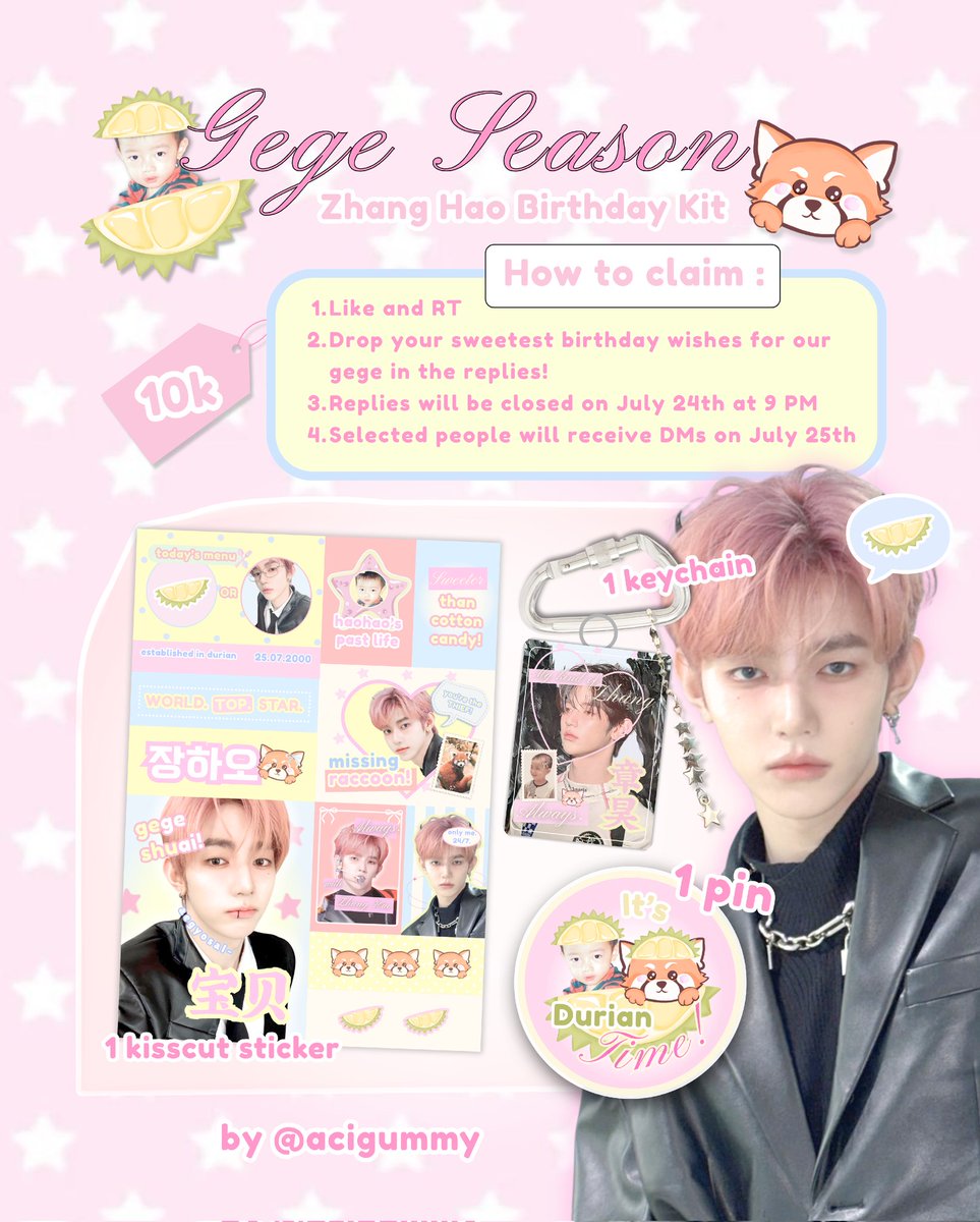 ZHANG HAO BIRTHDAY KIT🎻
By acigummy

𑄝 very limited quantity!
𑄝 Kindly tag me if u get one ♡
𑄝 Read the instructions below!
𑄝 Ends :  july 24 at 9 PM