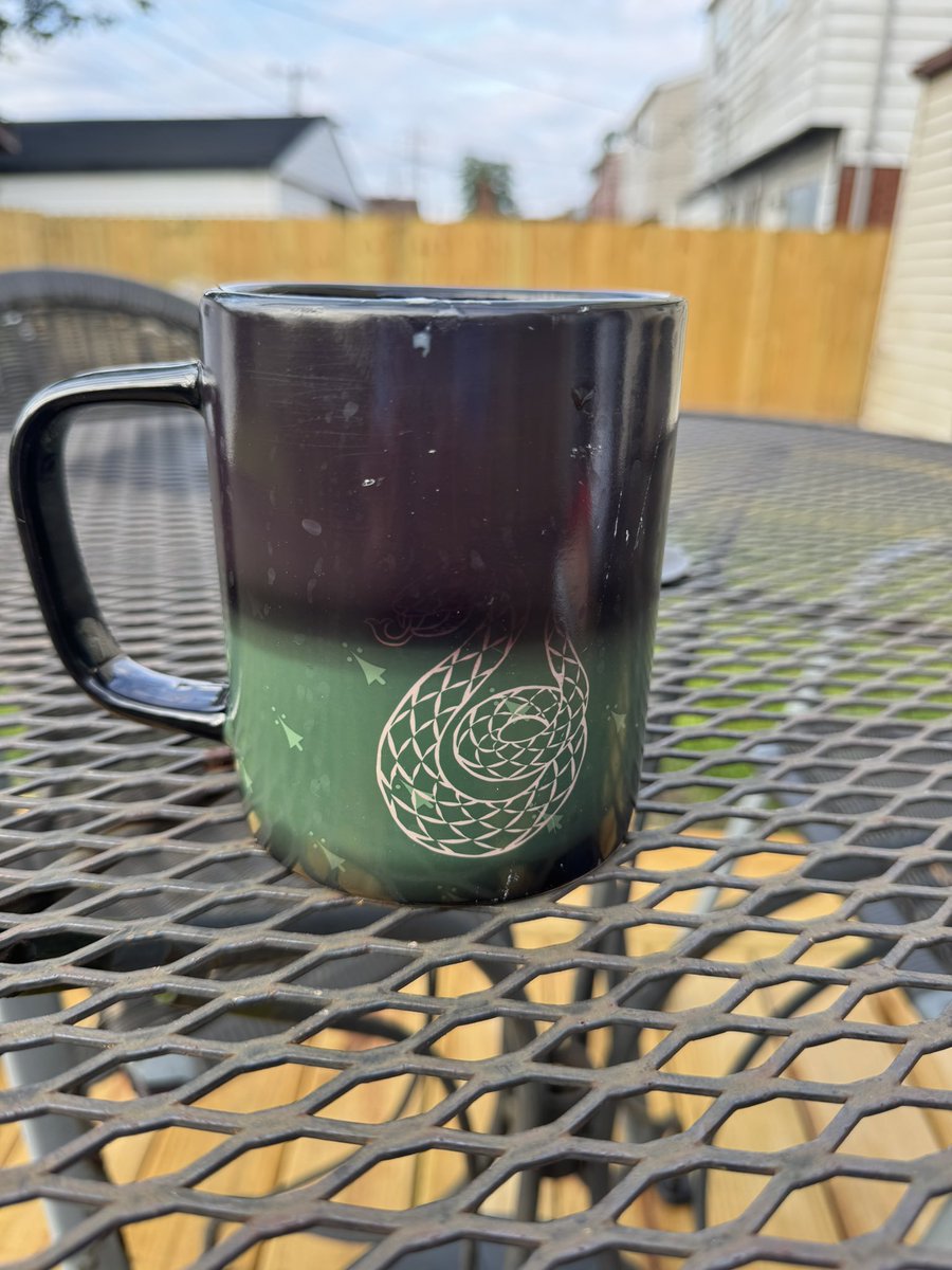 Coffee on the patio with my color hanging Harry Potter mug! 
Have a great day! 
amazon.com/hz/wishlist/ls…