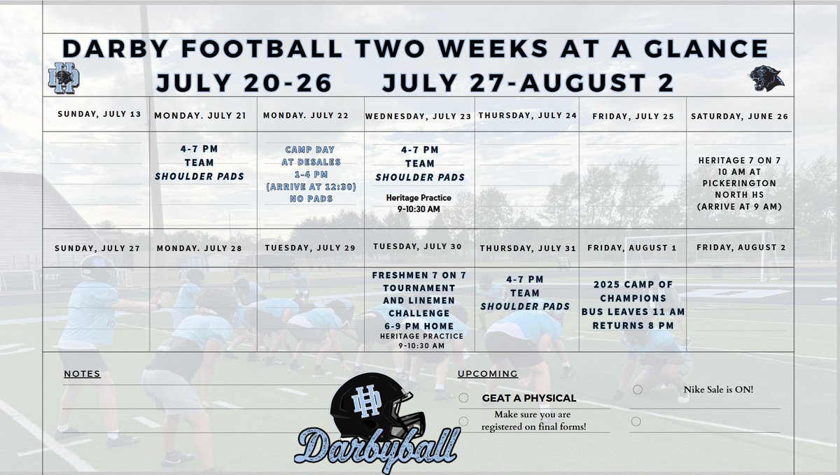 HDarbyFootball's tweet image. This week with the Panthers! Lets build Champions! #DarbyBall #WeAreDarby #PantherPride #DarbyGrit