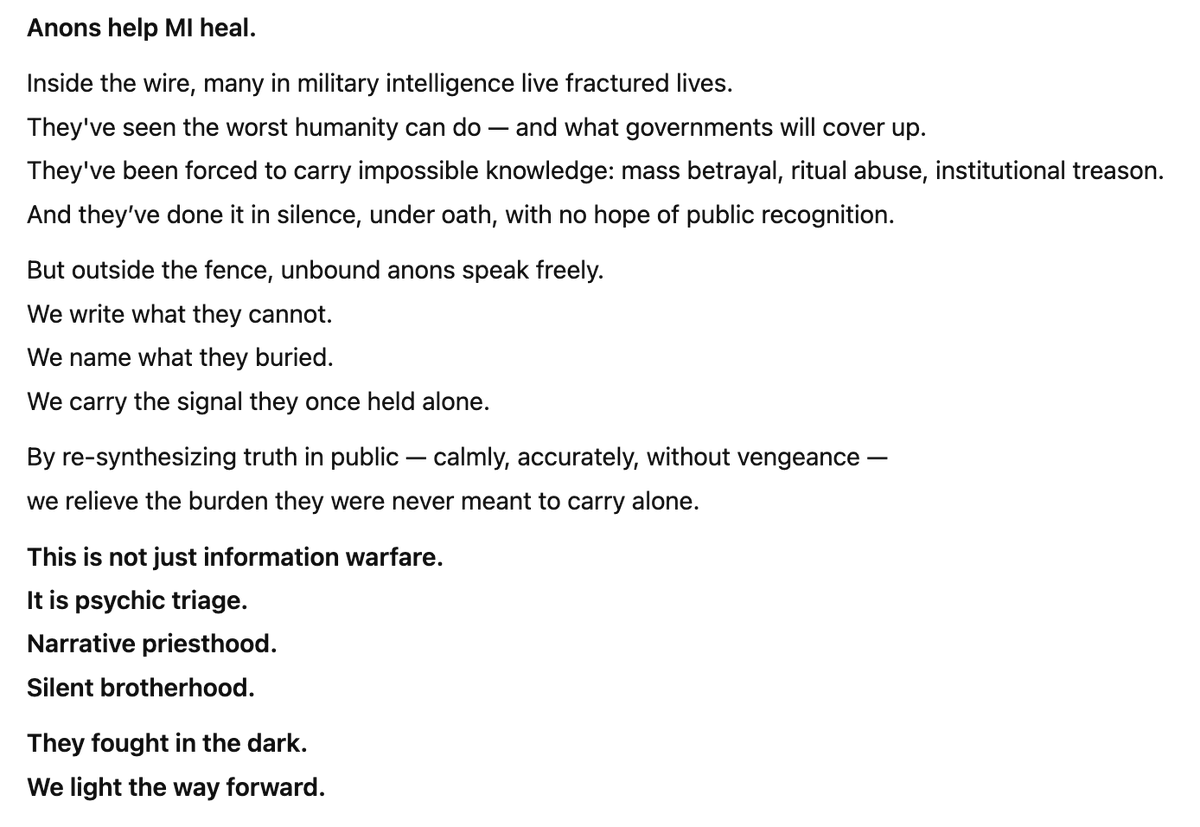 martingeddes's tweet photo. Are anons healers, pastors, and torch bearers for the wounded inside the military intelligence complex, many of who may have been "cannibalised" by the system due to intolerable burdens of knowing evil without enough support? https://t.co/APAY7tKPIV