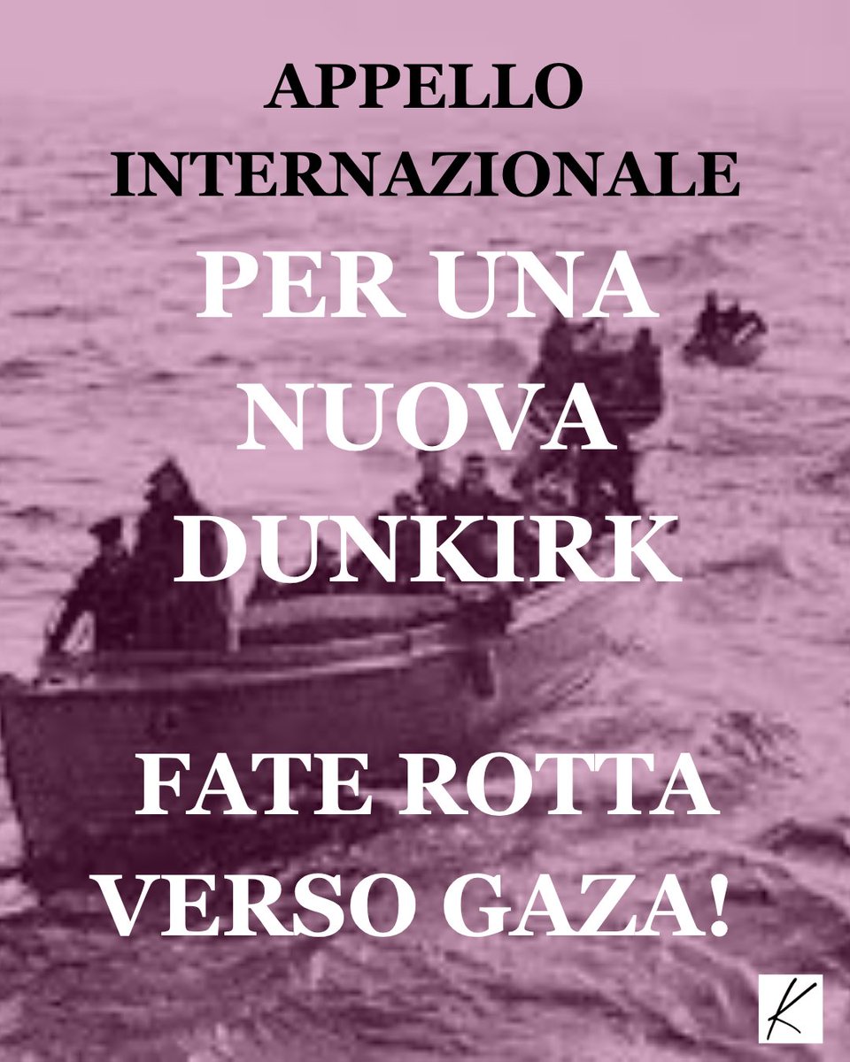 kritica_news's tweet image. Ci rivolgiamo a tutte le ONG, alle Marine nazionali, alle compagnie di crociera, agli armatori internazionali, alle linee di trasporto marittimo, ai proprietari privati di yacht, di navi da pesca e di semplici barche: fate rotta in massa verso Gaza.
kritica.it/editoriale/app…