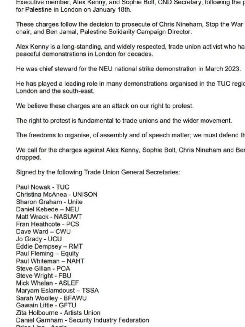 Our Union <a href="/EquityUK/">Equity</a> joined with other Unions in writing this letter defending the right to protest <a href="/Unison/">Unison</a> <a href="/The_TUC/">Trades Union Congress</a> <a href="/RMTunion/">RMT</a> <a href="/NASUWT/">NASUWT</a> <a href="/fbunational/">Fire Brigades Union</a> <a href="/ArtistsUnionE/">Artists'UnionEngland</a> <a href="/UniteUK/">UniteUK</a> <a href="/ASLEFunion/">ASLEF</a> <a href="/GFTU1/">General Federation of Trade Unions</a> <a href="/TSSAunion/">TSSA</a> <a href="/BFAWUOfficial/">BFAWU</a> <a href="/NAHTnews/">NAHT</a> <a href="/NEUnion/">National Education Union</a> <a href="/CWUnews/">CWU</a> <a href="/ucu/">UCU</a>