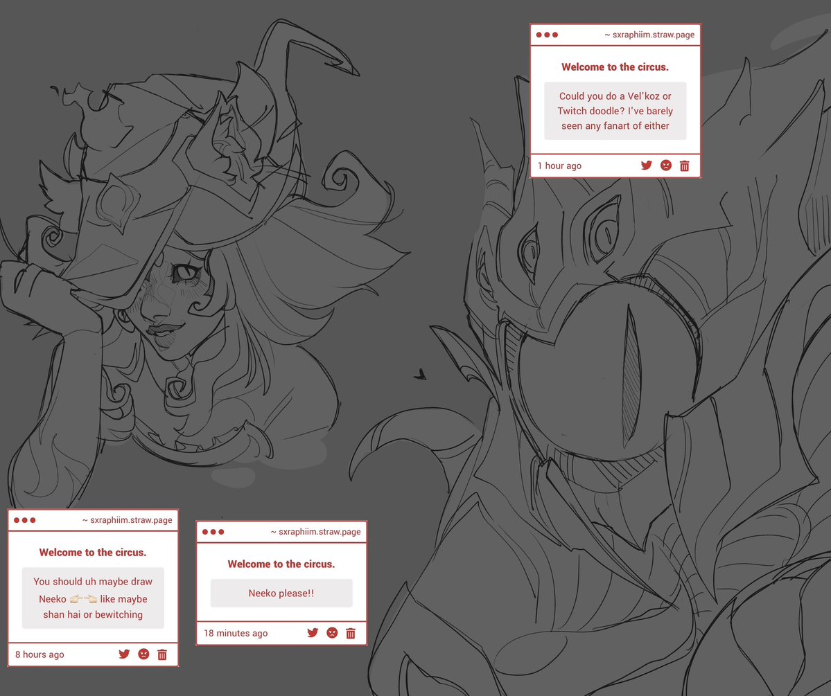 Sxraphiim_'s tweet image. I’m so happy ppl took the time to actually ask for some doodles ,,, I will probably draw a few more later (there was a LOT of fiddlesticks requests dkdhdjfk) but for now here’s a couple