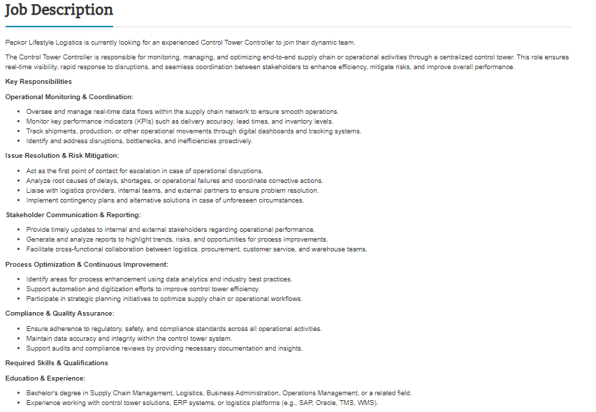 HunterSpani's tweet image. Job Alert!!!
Company: Pepkor Lifestyle
Position: Control Tower Controller
Location: Sandton, Gauteng
Click here to apply: spanihunter.co.za/single-job/?id…
Closing Date: 31 August 2025
Please refer to the picture for more info