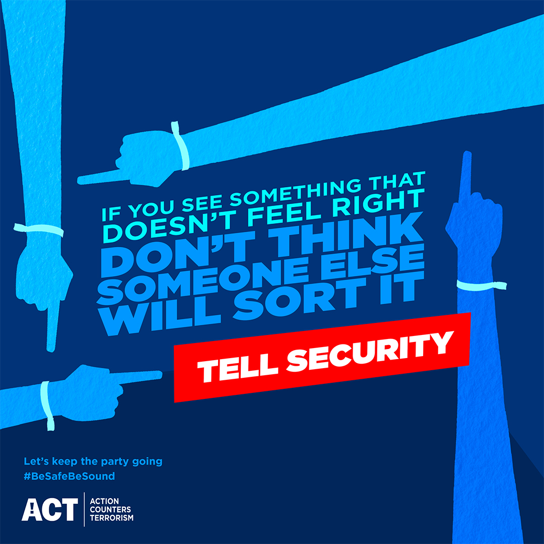 AberdeenCC's tweet image. If you’re heading to tonight’s/today’s/this weekend’s event, follow safety advice from Counter Terrorism Policing.
❗ Be patient with security checks and staff
🔊 Report to security if you see something that doesn’t feel right
🎵 Enjoy the event
🔄Share the message
#BeSafeBeSound