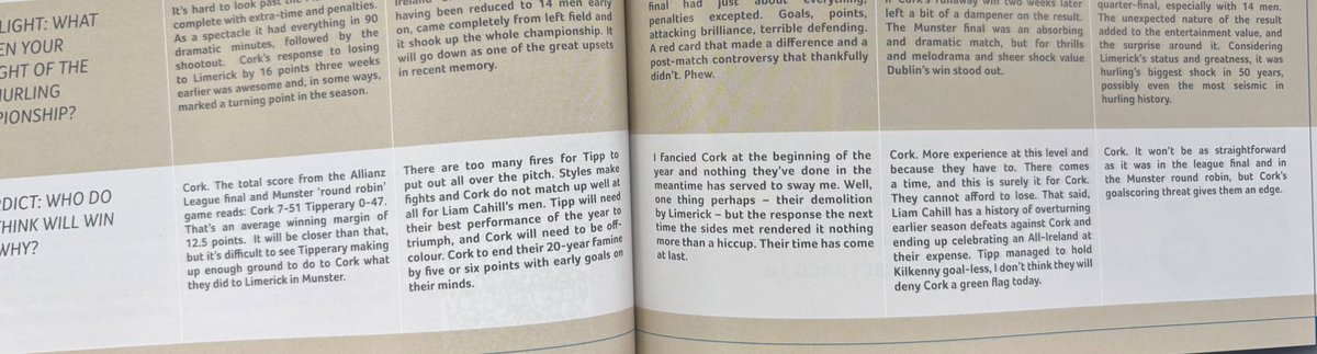 m_brosnan's tweet image. Deadly atmosphere outside Croke Park.
All six pundits go for Cork in the match programme. When is the last big upset in the final? 2010 or 2006? I think Tipperary would be one