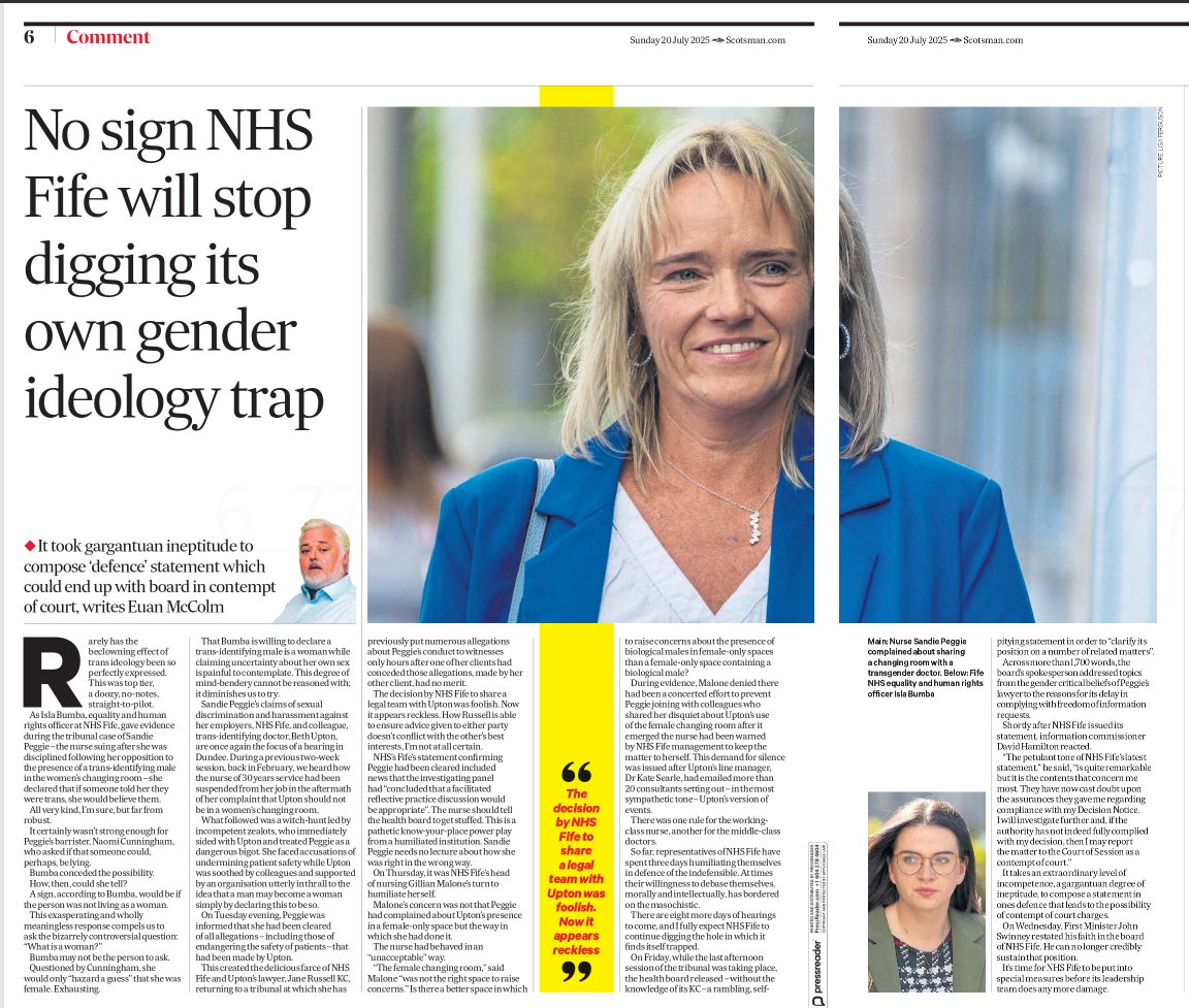 AgentP22's tweet image. When defending gender ideology becomes more important than women’s safety: NHS Fife slammed for ‘reckless’ stance as legal pressure mounts. #NHSScotland 
#GenderDebate