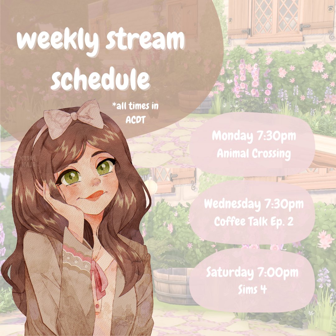 Not me being organised and posting my schedule before the week actually begins! 🥹 twitch.tv/comfyfern 🌿
🏷️ #twitch #twitchstreamer #ACNH #coffeetalk #Sims4 #TheSims4EnchantedByNature #TwitchStreamers #twitchtv
